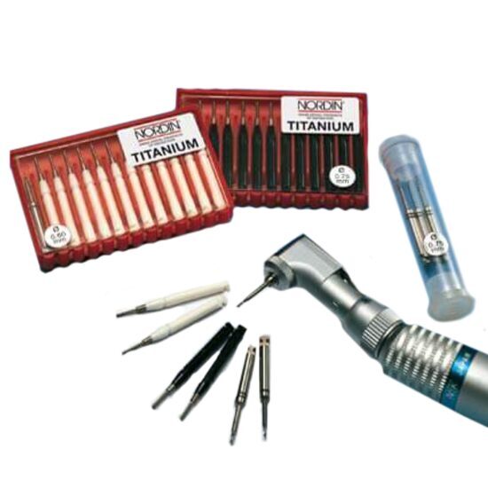 Pivoti parapulpari titan set x 12 buc. + 1 freza 0.75mm Endostar
