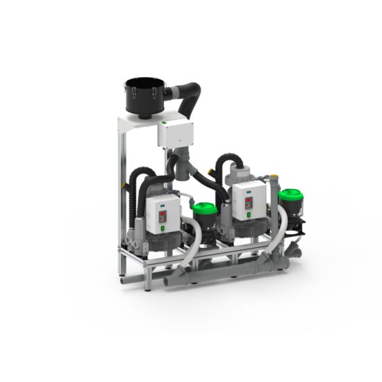 Sistem centralizat aspirație 2x HYBRID 5- wet-loop 8-12 unitati dentare in functionare simultana, 2 unitati de aspiratie1,5 kW MGF Compressors