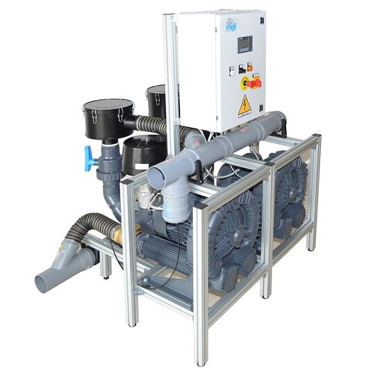 Sistem centralizat de aspiratie uscata ASPIR40- 40 de unitati,2 unitati ASPIR 8 de 5,5 kW MGF Compressors