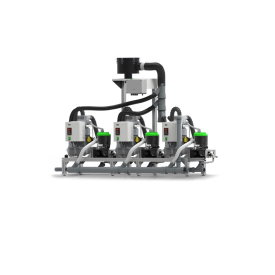 Sistem centralizat aspirare inel umed 3x HYBRID 5-12 unitati dentare in functionare simultana, format din 3 unitati de aspiratie de 1,5 kW MGF Compressors