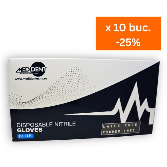 Mănuși nitril, nepudrate albastre-L x 100 buc. by Medident 