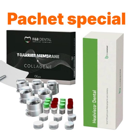 Kit consumabile pentru GENESIS cu lichid + Healvisco Dental-acid hialuronic 1ml x 1 seringa + T-Barrier Collagen - membrana colagen 23x223mm-2buc Medident Exim