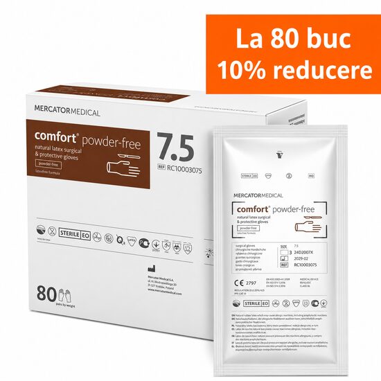 Pachet Manusi chirurgicale sterile nepudrate pachet x 80 perechi,  6