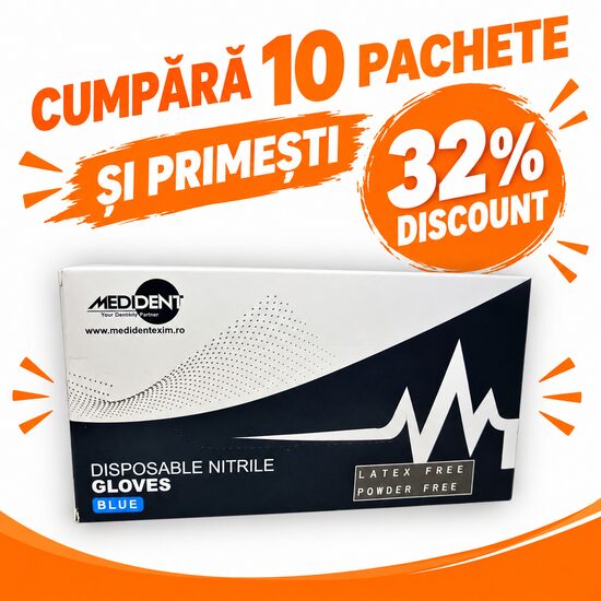 Pachet 10 x Mănuși nitril, nepudrate albastre-L x 100 buc. by Medident 
