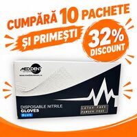 Pachet 10 x Mănuși nitril, nepudrate albastre-S x 100 buc. by Medident