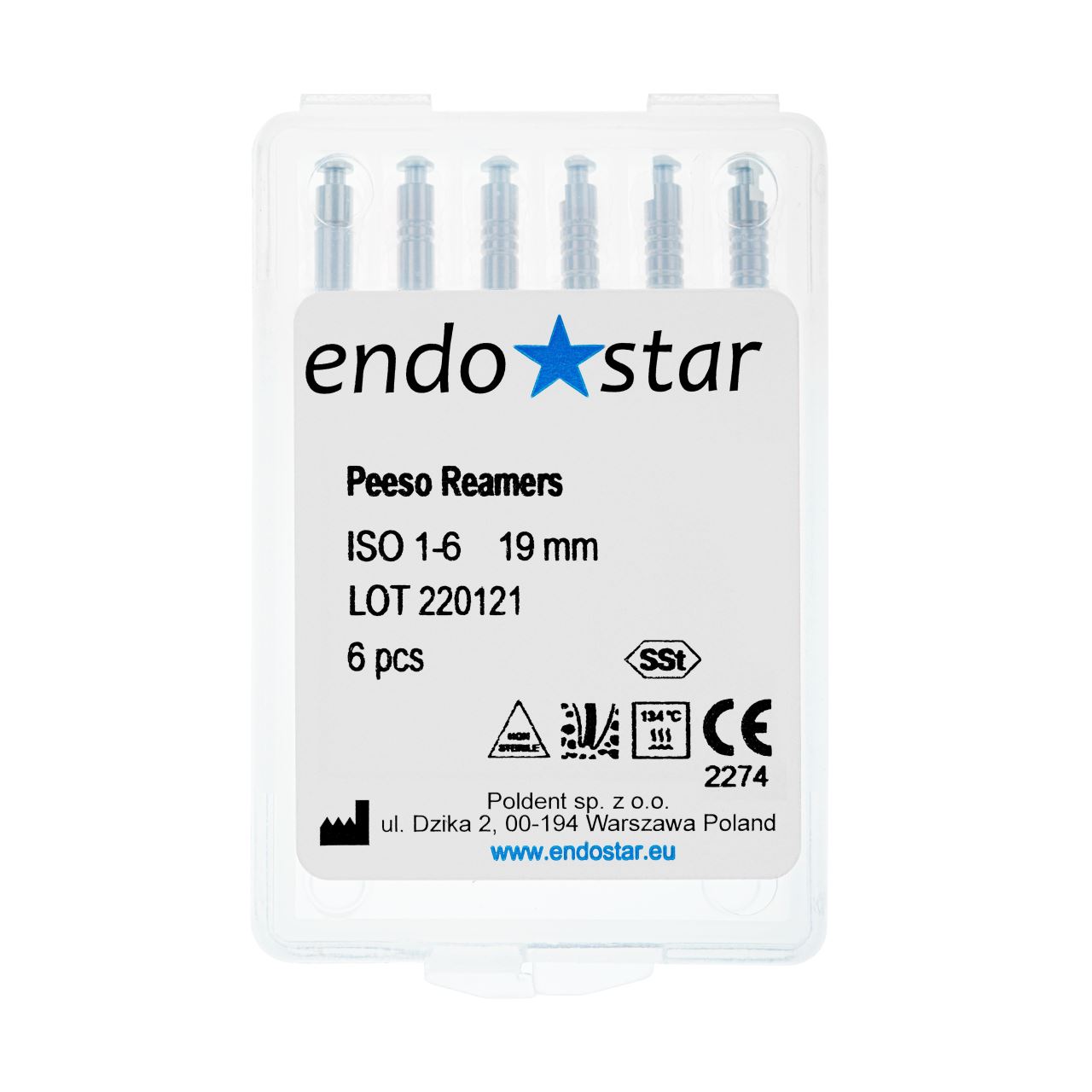 Freze endodontice 01-06-19mm	x 6 buc Peeso Reamers Endostar